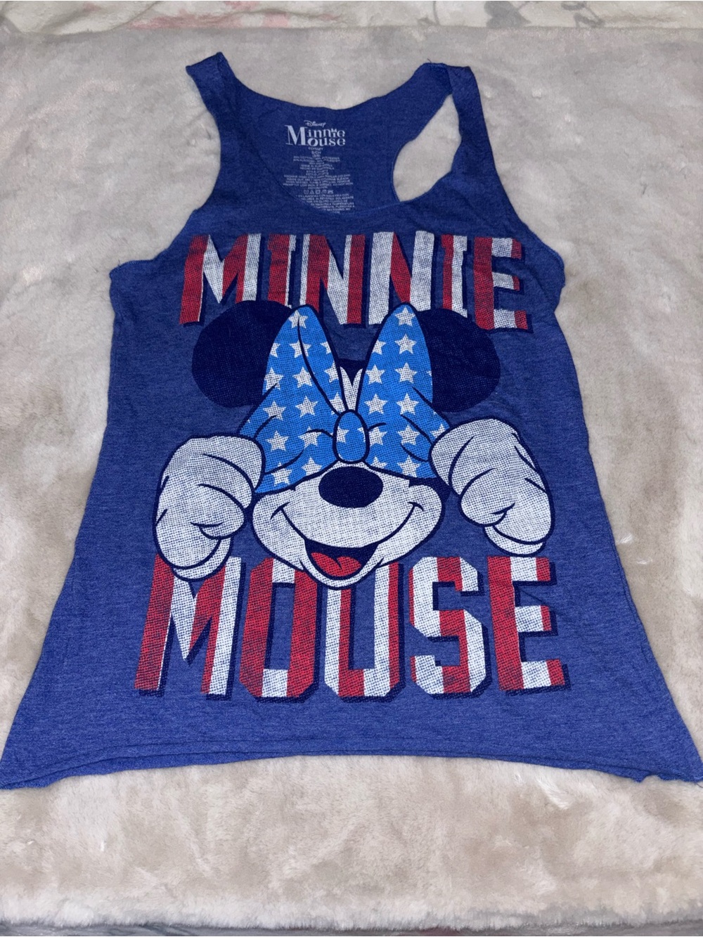 Disney Blue Minnie Mouse Patriotic Graphic Tank